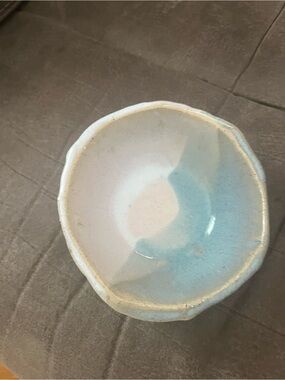 Handcrafted Blue and White Ceramic Art Bowl